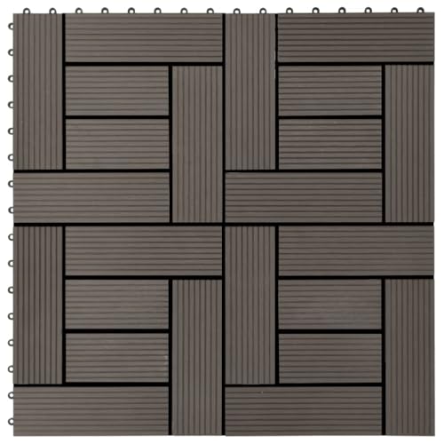 WPC Fliese für Garten Swimmingpool Teich Terrasse Innenhof Balkon, Terrassenfliese, Keramikfliesen, Bodenfliesen mit Entwässerungssystem, Wetterfest, Set of 22, 30 x 30 cm von LVHUIDEH