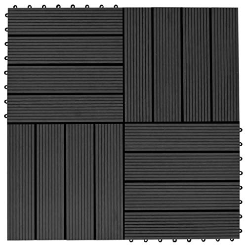 WPC Fliese für Garten Swimmingpool Teich Terrasse Innenhof Balkon, Terrassenfliese, Keramikfliesen, Bodenfliesen mit Entwässerungssystem, Wetterfest, Set of 22, 30 x 30 cm von LVHUIDEH