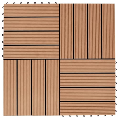 WPC Fliese für Garten Swimmingpool Teich Terrasse Innenhof Balkon, Terrassenfliese, Keramikfliesen, Bodenfliesen mit Entwässerungssystem, Wetterfest, Set of 22, 30 x 30 cm von LVHUIDEH