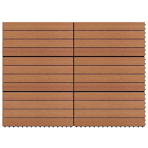 WPC Fliesen für Garten Swimmingpool Teich Terrasse Innenhof Balkon, Terrassenfliese, Keramikfliesen, Bodenfliesen mit Entwässerungssystem, Wetterfest, Set of 6, 60 x 30 x 2.4 cm von LVHUIDEH