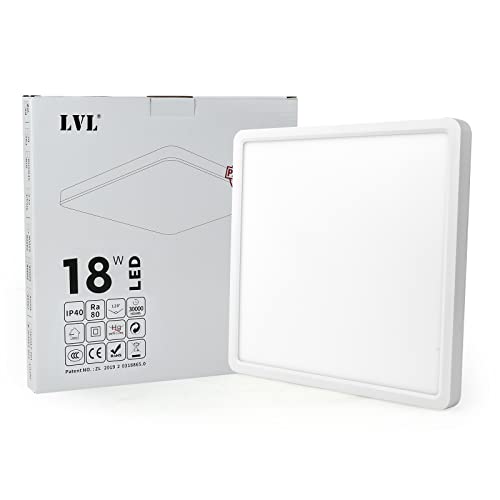 LVL LED Panel Deckenleuchte, 18W Flach Led Deckenleuchte Quadratisch, CCT Farbwechsel, Moderne Flach Deckenlampe für Badezimmer, Wohnzimmer, Schlafzimmer, küche, Flur, Büro (weiß, 23cm-18W) von LVL