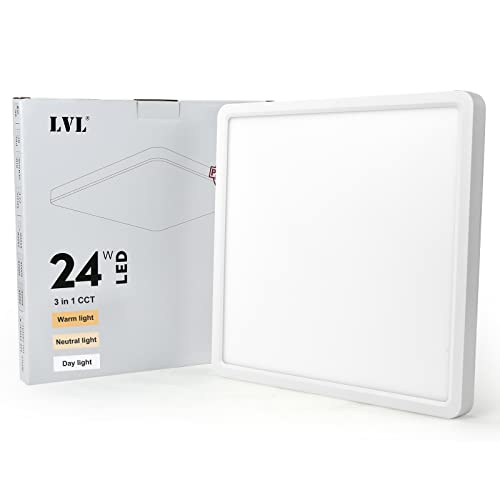 LVL LED Panel Deckenleuchte Flach, Quadratisch 30x30, CCT Farbwechsel, Küchenlampe Deckenleuchte für Wohnzimmer, Schlafzimmer, Badezimmer, Küche, Flur, Büro (weiß, 30cm-24W) von LVL