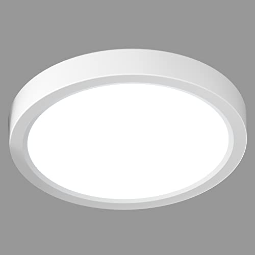 LVL LED Runde Kleine Deckenleuchte, 12W Flache Deckenleuchten, Moderne Deckenleuchte für Flur, Badezimmer, Korridor, Küche, Schlafzimmer, Hauswirtschaftsraum, Büro(Weiß, Φ18cm-12W) von LVL