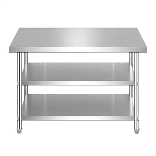 LVLDAWA Edelstahltisch Vorbereitung Hochbelastbarer Metalltisch Gewerbliche Küchen Kücheninsel Mit Verstellbarem Unterboden Für Restaurants Und Privathaushalte(Silver-B,60X40cm) von LVLDAWA