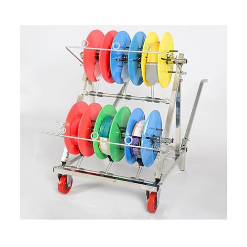 LVLDAWA Einachsiger Kabelwagen, Tragbarer Mehrrollen-Kabelabroller Mit Rädern, Gewerbliches Industrie-Kabelregal Aus Stahl Mit Rollen Für Den Einzelhandel(53x52x75cm) von LVLDAWA