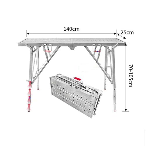 LVLDAWA Höhenverstellbare Arbeitsplattform, Hochleistungs-Klappleiter Mit Rutschfester Trittfläche, Tragbares Gerüst Aus Verzinktem Stahl Zum Waschen Von Fahrzeugen(25x130cm) von LVLDAWA