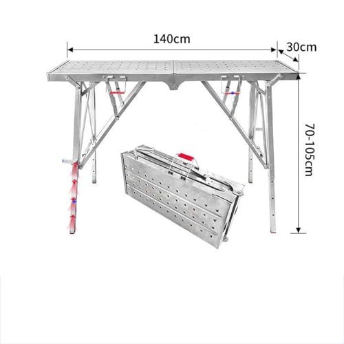 LVLDAWA Höhenverstellbare Arbeitsplattform, Hochleistungs-Klappleiter Mit Rutschfester Trittfläche, Tragbares Gerüst Aus Verzinktem Stahl Zum Waschen Von Fahrzeugen(30x140cm) von LVLDAWA
