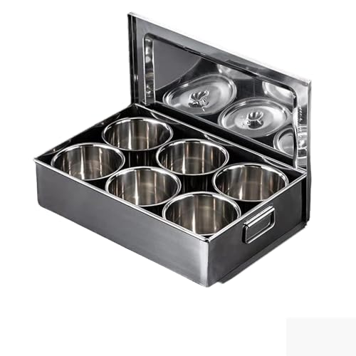 LVLDAWA Pizzabelag-Station Gewürzbehälter Aus Edelstahl Mit Deckel Wiederverwendbare Lebensmittelbehälter, Gewürzregal, Regalhalter Für Zutaten Und Soßen(B-50X34.3X11.9CM) von LVLDAWA