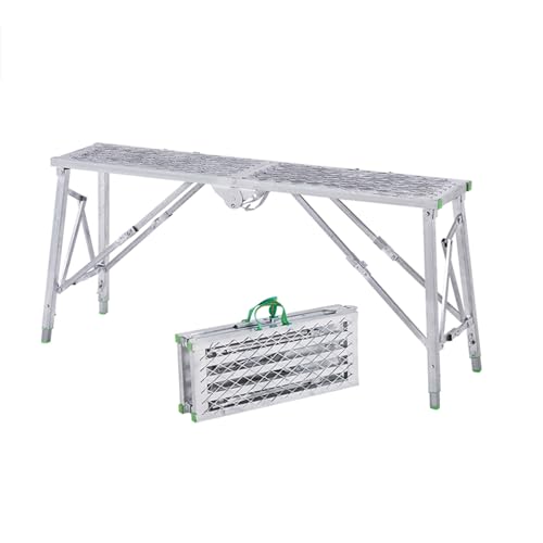 LVLDAWA Tragbare, Klappbare Gerüstplattform-Werkbank Höhenverstellbarer, Robuster Klappleiterhocker rutschfeste Trittstufe Aus Verzinktem Stahl Für Heimwerker(30x200cm) von LVLDAWA