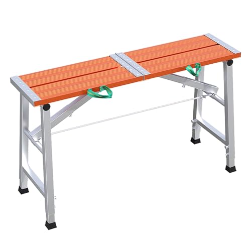 LVLDAWA Tragbarer Aluminium-Tritthocker, Höhenverstellbare Arbeitsplattform Mit Rutschfester Trittfläche, Hochleistungs-Trockenbau-Malergerüst Autowäsche Und Reparaturen(Orange,27x150cm-83-134cm) von LVLDAWA