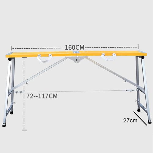 LVLDAWA Verstellbare Arbeitsplattform, Klappbare Aluminium-Trittleiter Rutschfesten Füßen, Höhenverstellbarer, Tragbarer Tritthocker Für Autowäsche Und Reparaturarbeiten(27x160cm-72-117cm) von LVLDAWA