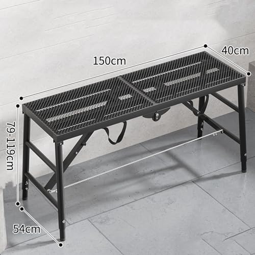 LVLDAWA Verstellbare Arbeitsplattform, Tragbarer Gerüsthocker Aus Stahl, Klappbare, rutschfeste Plattformleiter Für Die Reinigung Im Haushalt Und Büro(Rosso,40x150cm-79-119cm) von LVLDAWA