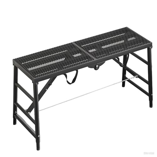 LVLDAWA Verstellbare Arbeitsplattform, Tragbarer Gerüsthocker Aus Stahl, Klappbare, rutschfeste Plattformleiter Für Die Reinigung Im Haushalt Und Büro(Schwarz,30x120cm-64-94cm) von LVLDAWA
