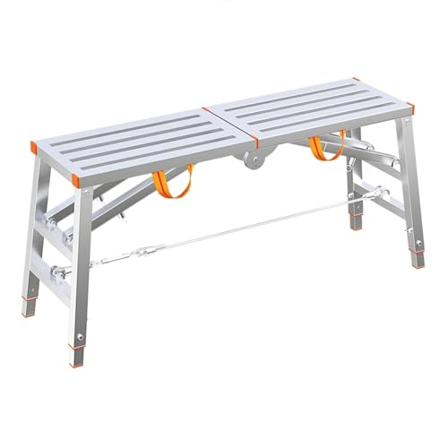 LVLDAWA Verstellbare Arbeitsplattform Tragbares Klappgerüst rutschfeste Leiter Aus Verzinktem Stahl Für Deckenreinigung Und Autowäsche(30x140cm-A) von LVLDAWA