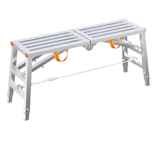 LVLDAWA Verstellbare Arbeitsplattform Tragbares Klappgerüst rutschfeste Leiter Aus Verzinktem Stahl Für Deckenreinigung Und Autowäsche(40x200cm-C) von LVLDAWA