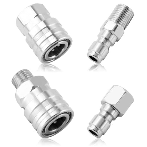 2 Sets NPT 1/4 Zoll Hochdruckreiniger-Kupplung, Schnellverbindungsstecker, Hochdruckreiniger-Adapter-Set, Edelstahl-Schnellverbinder (Innengewinde, Außengewinde) von LVOERTUIG