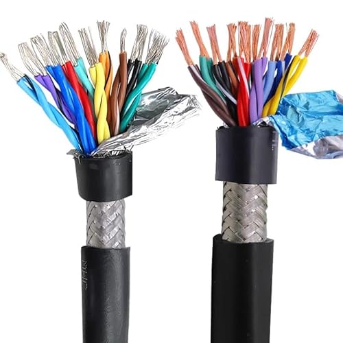 1 m 6-24-adriges Twisted-Pair-geschirmtes Kabel 0,3/0,5 mm² PVC-Reinkupferkern-Kommunikationssignal-Soft-Steuerkabel 20AWG 22AWG 24AWG(24cores 22AWG 0.3MM) von LVSELINGI
