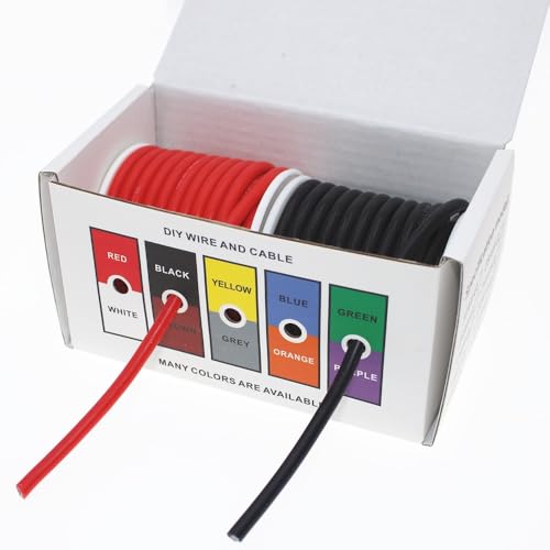Hitzebeständiger Kabeldraht, weicher Silikondraht, 12 AWG, 14 AWG, 16 AWG, 18 AWG, 20 AWG, 22 AWG, 24 AWG, 26 AWG, 28 AWG, 30 AWG, hitzebeständiges Silikon(Red and black,24 AWG 100 meters) von LVSELINGI