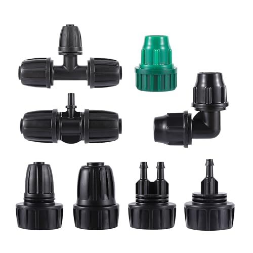 LVSELINGI 2 Stück 3/4 Zoll Wasserhahnadapter 8/11 mm Verriegelungswiderhaken 3-Wege-T-Typ Tropfschlauchanschluss Fitting for Bewässerungsspray-Kühlsystem(2187) von LVSELINGI