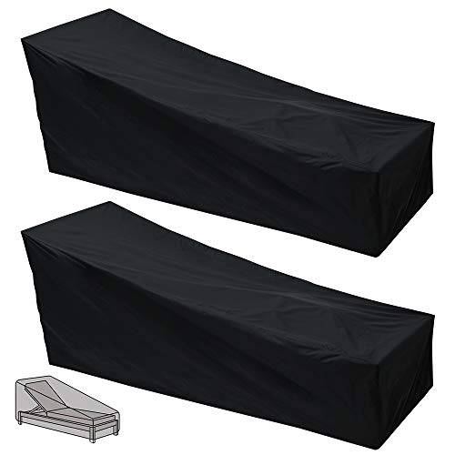 LVSELINGI 2 Stück Outdoor-Liegestuhl-Abdeckungen for Terrasse, Garten, Strandstuhl, Liegestuhl-Schutztasche, Möbel, wasserdicht, Staubschutz, Sonnenschutz(2Pcs) von LVSELINGI