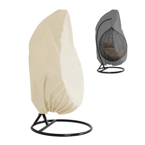 LVSELINGI Rattan Eggshell Schaukelstuhl Staubschutzhülle Schutzhülle Anti-Staub Wasserdicht 210D UV-Schutz Garten Terrasse Möbel Abdeckung Beutel(Beige) von LVSELINGI