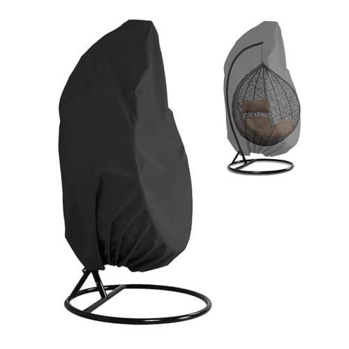 LVSELINGI Rattan Eggshell Schaukelstuhl Staubschutzhülle Schutzhülle Anti-Staub Wasserdicht 210D UV-Schutz Garten Terrasse Möbel Abdeckung Beutel(Noir) von LVSELINGI