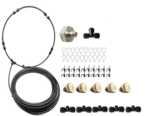 LVSELINGI Ventilator-Nebelset for eine kühle Brise auf der Terrasse, 10 m Leitungen und 5 abnehmbare Messingdüsen verzinkter Messingadapter zur Kühlung im Freien LVSELINGI Ventilator-Nebelset for eine kühle Brise auf der Terrasse, 10 m Leitungen und 5 abnehmbare Messingdüsen verzinkter Messingadapter zur Kühlung im Freien von LVSELINGI