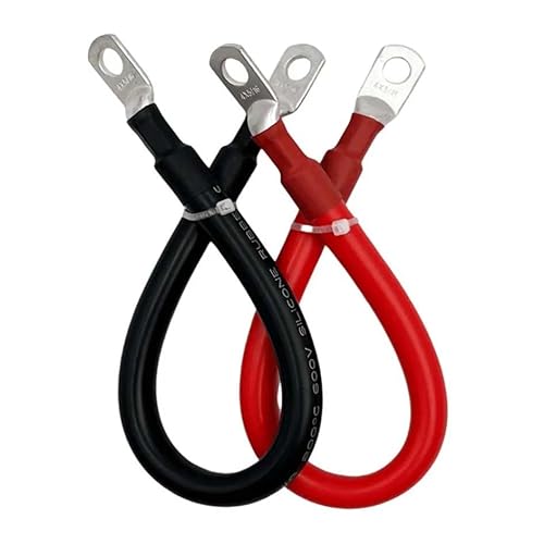 M8-Schwarz und Rot Sehr weiches Silikonkabel Automotriz-Draht mit Kabelschuh M6 M8 M10 Ringkabelschuh 0 2 4 6 8 AWG Schwarz Rot for Wechselrichter Auto Solar(200CM,0 AWG) von LVSELINGI