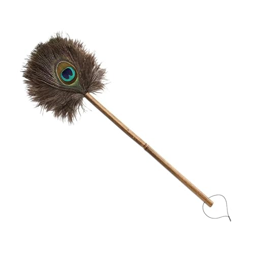 Pfauenfeder-Staubwedel, handgefertigt, Bambus, Straußenfeder-Staubwedel, Teetisch-Dekoration, Reinigungsstaubwedel, Hühnerfeder-Staubwedel, Dekor(C 43cm) von LVSELINGI