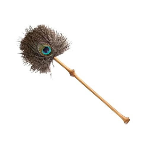 Pfauenfeder-Staubwedel, handgefertigt, Bambus, Straußenfeder-Staubwedel, Teetisch-Dekoration, Reinigungsstaubwedel, Hühnerfeder-Staubwedel, Dekor(D 42cm) von LVSELINGI