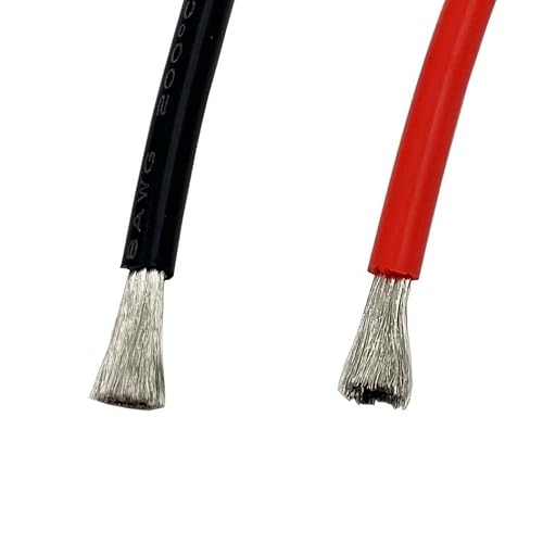 Schwarz und Rot 1 5 10 20M Hitzebeständiges weiches Silikonkabel 6 8 10 12 14 16 18 20 22 24 26 28AWG Kupferkabel for Autobatterie-Wechselrichter-USV(10m,26 AWG) von LVSELINGI