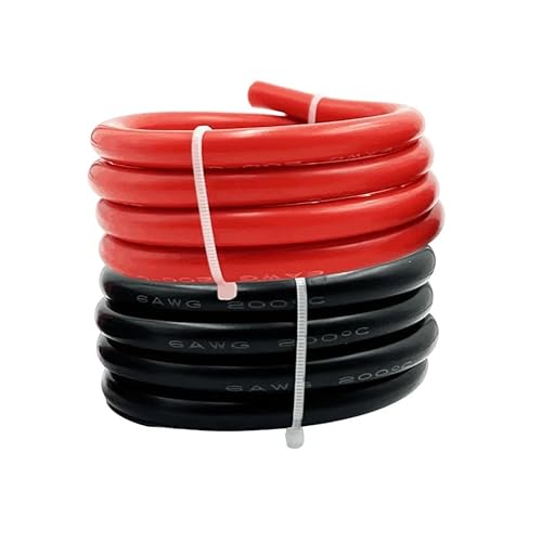 Schwarzer und roter, extra weicher Silikondraht, fein, weich, faltbar und hochtemperaturbeständig, verzinntes Kupferkabel 28 26 24 22 20 18 16 14 12 10 8 6AWG(10m,22 AWG) von LVSELINGI
