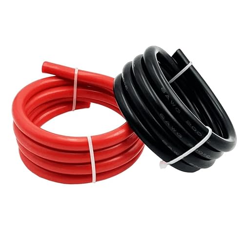 Schwarzes und rotes Zündkabelklemmenkabel for Autobatterien, Lithiumbatterien, ultraweiches und hitzebeständiges weiches Silikonkabel, 6 8 10 12 14 16 18 20 22 24 26 28 AWG(1m,12 AWG) von LVSELINGI
