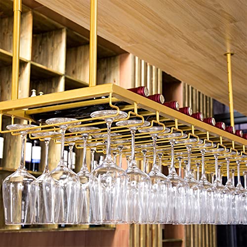 An der Decke hängendes Weinregal, kopfüber hängender Weinbecherhalter, goldene Weinflaschenregale, verstellbare Höhe und Breite, Lagerregale für die Speisekammer in der Küche zu Hause, Bar (Größe: 1 von LVSEWOA