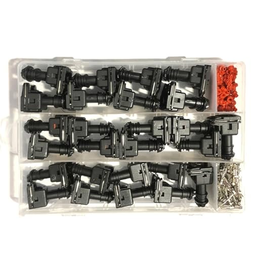 1 Box 77 Stück 2 3 4-poliger AMP-Wasserdichter Kraftstoffinjektor-Verdrahtungsstecker Schwarze Buchse EV1 Junior Power Timer JPT von LVTFCO