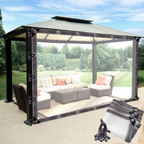 Durchsichtige wasserdichte Seitenwände mit Ösen Abdeckplane GartenmöBel 3x3.5m Plane Transparent for Fabrik-Veranda-Terrasse Planenvorhänge,anpassbar LVTFCO (Color : Clear, Size : 2x2.8m/6.56x9.18ft von LVTFCO