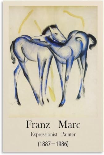 LVTFCO Berühmtes Franz Marc Blaues Pferd Poster Franz Marc Wandkunst Franz Marc druckt abstraktes Leinwandgemälde für zu Hause Wanddekoration Bild 50x70cmx1 Kein Rahmen von LVTFCO