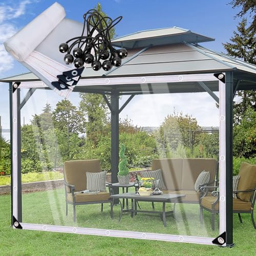 LVTFCO wasserdichte Klare Kunststoffplane Transparente Plane mit Ösen Regenfest Winddicht Reißfest Dicke 0,12mm for Camping Fenster Terrasse Pflanzenabdeckungen (Color : Clear, Size : 2.4x5m/7.87x16 von LVTFCO