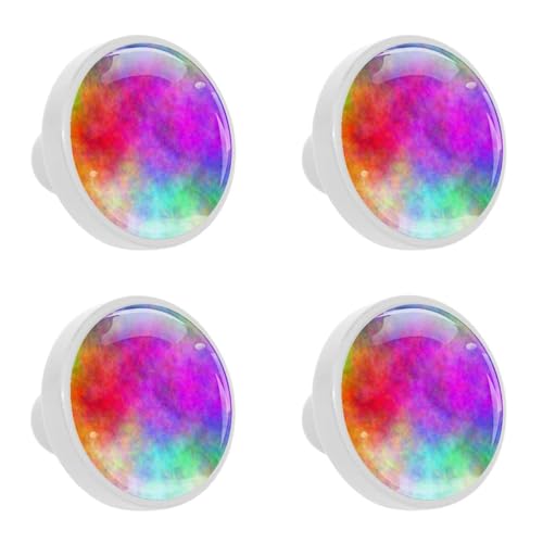 LVTISEE 4 Stück abstrakte Regenbogen-Aquarell-Schrankknäufe, Kommode, Schublade, dekorative Knäufe, Küche, Möbel, Schublade, für Zuhause, Küche, Bad oder Büro von LVTISEE