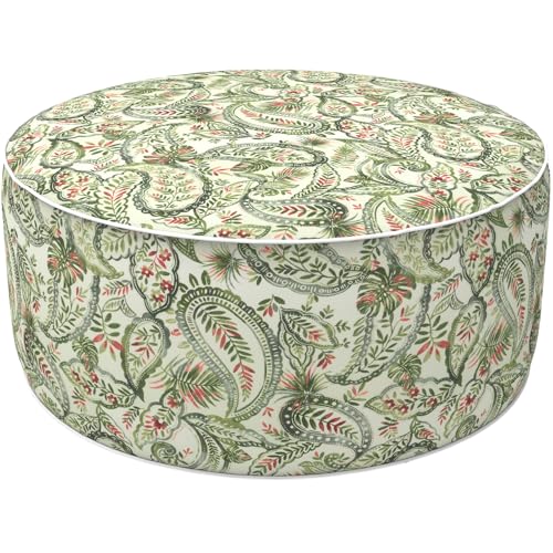 LVTXIII Aufblasbarer Ottomane für den Außenbereich, lichtbeständig, runde Fußstütze, Hocker, D78 x H 35 cm, tragbarer Terrassen-Pouf für Garten, Camping oder Zuhause, Faylinn Shadow Paisley von LVTXIII