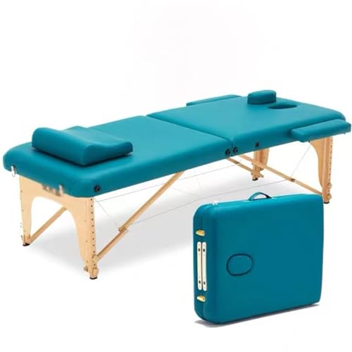 LVUNZJCA Höhenverstellbares tragbares Massagetisch-Massagebett aus Holz mit Tragetasche, Armlehnen und Kopfstütze von LVUNZJCA