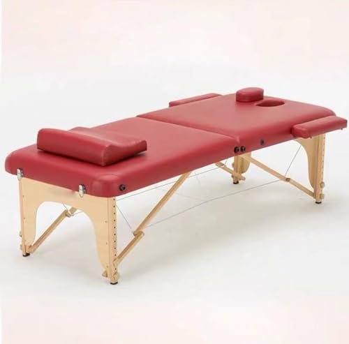 LVUNZJCA Höhenverstellbares tragbares Massagetisch-Massagebett aus Holz mit Tragetasche, Armlehnen und Kopfstütze von LVUNZJCA