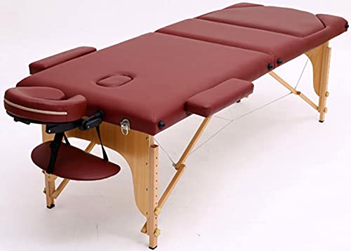 LVUNZJCA Massagetisch, 3-Fach klappbare Holzbeine, PU-Leder-Massagebett, höhenverstellbarer Massage-Therapietisch, 1322 Pfund Spa-Bett für Massage-Spa von LVUNZJCA
