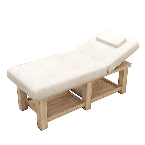 LVUNZJCA Massagetisch, verstellbare Rückenlehne, professionelles Massagebett für Gesichtssalons und Tätowierungen aus Holz, Robustes stationäres Physiotherapiebett von LVUNZJCA