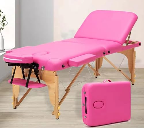 LVUNZJCA Tragbares Massagebett, 3-Fach faltbar, Möbel für Schönheitssalon, Spa-Bett, Höhenverstellung mit Tragetasche und Zubehör von LVUNZJCA