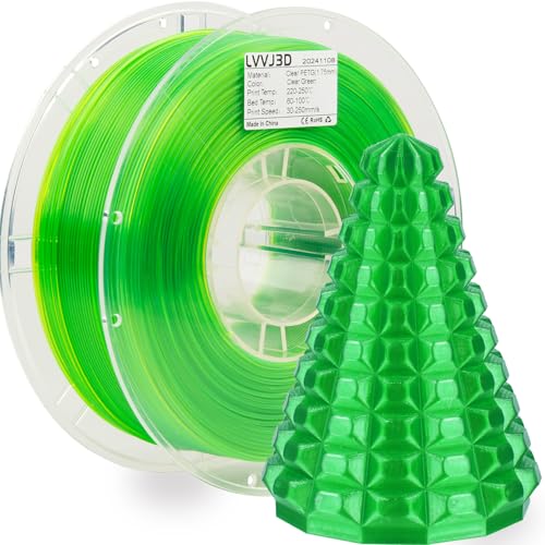 LVVJ3D PETG Filament 1.75mm Transparent – High-Toughness PETG 3D Printer Filament, 1kg Spool, Dimensional Accuracy +/- 0.02mm, FDM Printer Compatible, Clear Grün LVVJ3D PETG Filament 1.75mm Transparent – High-Toughness PETG 3D Printer Filament, 1kg Spool, Dimensional Accuracy +/- 0.02mm, FDM Printer Compatible, Clear Grün von LVVJ3D