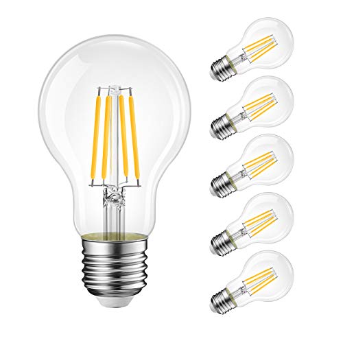 LVWIT 11W E27 Filament LED Glühfaden A60, ultrahell 1521 LM, 2700K Warmweiß, ersatz für 100W Glühlampe, nicht dimmbar, Rustikalampe in Kolbenform, Filamentstil klar (6er Pack) von LVWIT