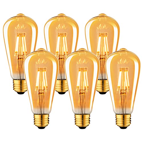 LVWIT Edison Vintage Glühbirne, 6er Pack E27 4W LED Glühbirne Vintage Antike Glühbirne, Warmweiß 2500K 410LM, Ideal für Nostalgie und Retro Beleuchtung im Haus Café Bar usw von LVWIT