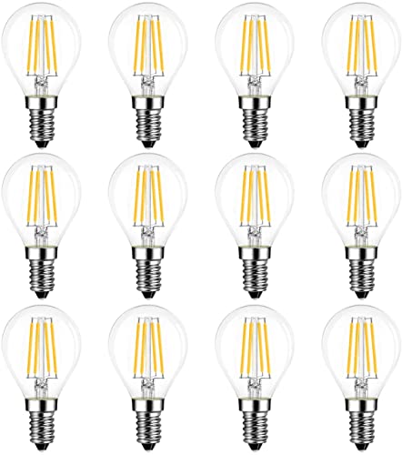 LVWIT 4W E14 Filament LED Lampe Glühfaden P45 Tropfenform, 2700K Warmweiß, Ersatz für 40W Glühlampe, ultrahell 470 lm, Rustikalampe Filamentstil klar (12er Pack) von LVWIT