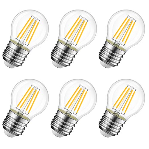 LVWIT 4W E27 Filament LED Edison Lampe G45, 2700K Warmweiß, Ersatz für 40W Glühlampe, ultrahell 470 lm, nicht dimmbar, Rustikalampe Filamentstil klar (6er Pack) von LVWIT